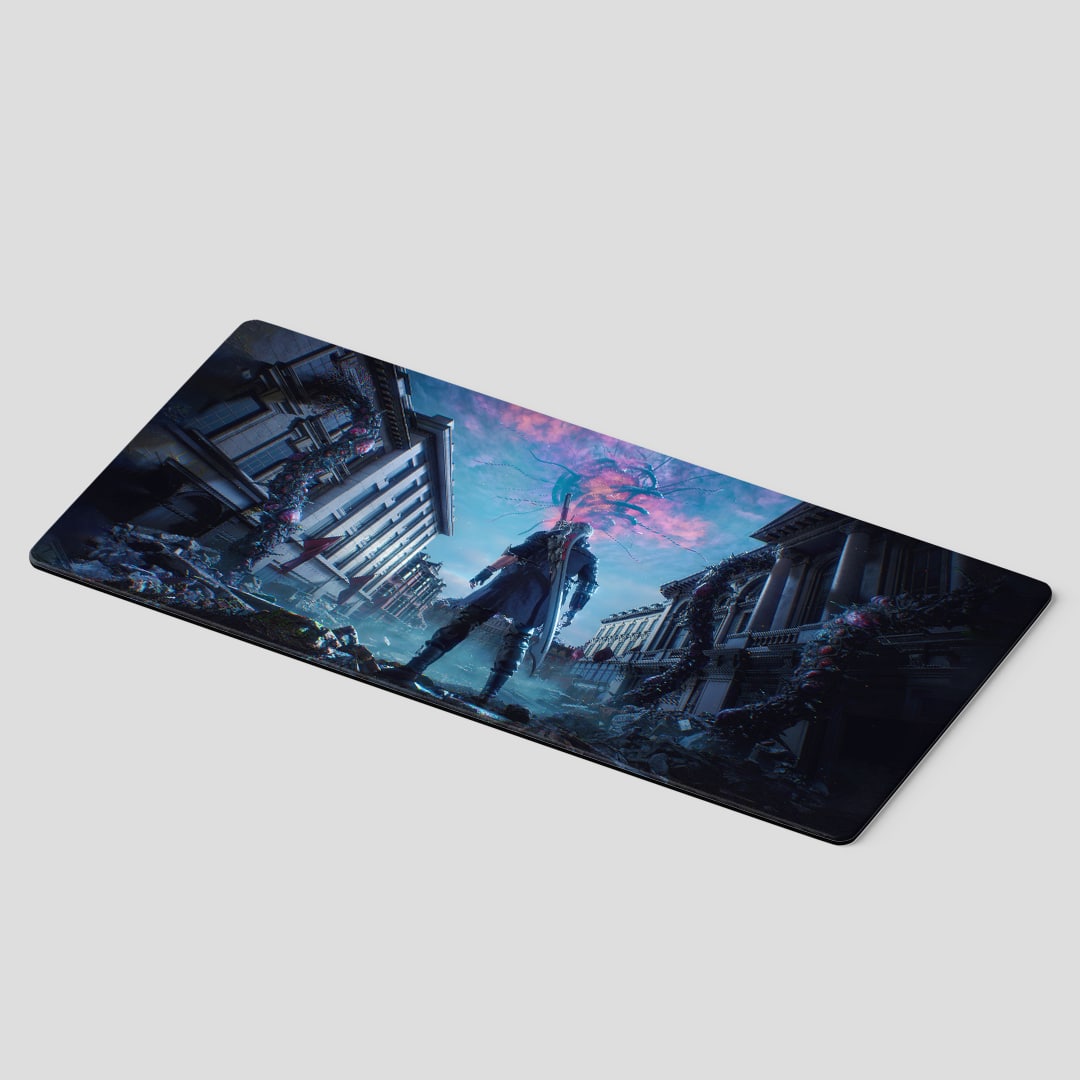 Smooth Nero Showdown themed gaming desk mat
