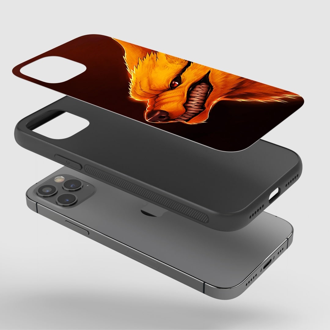 Nine Tailed Fox Phone Case on a smartphone, illustrating clear access to all ports.