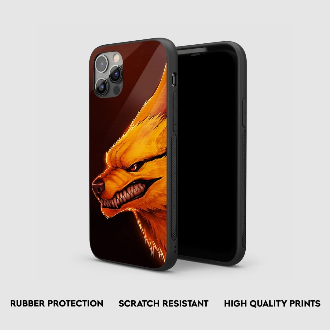 Side view of the Nine Tailed Fox Armored Phone Case showing its thick protective silicone.