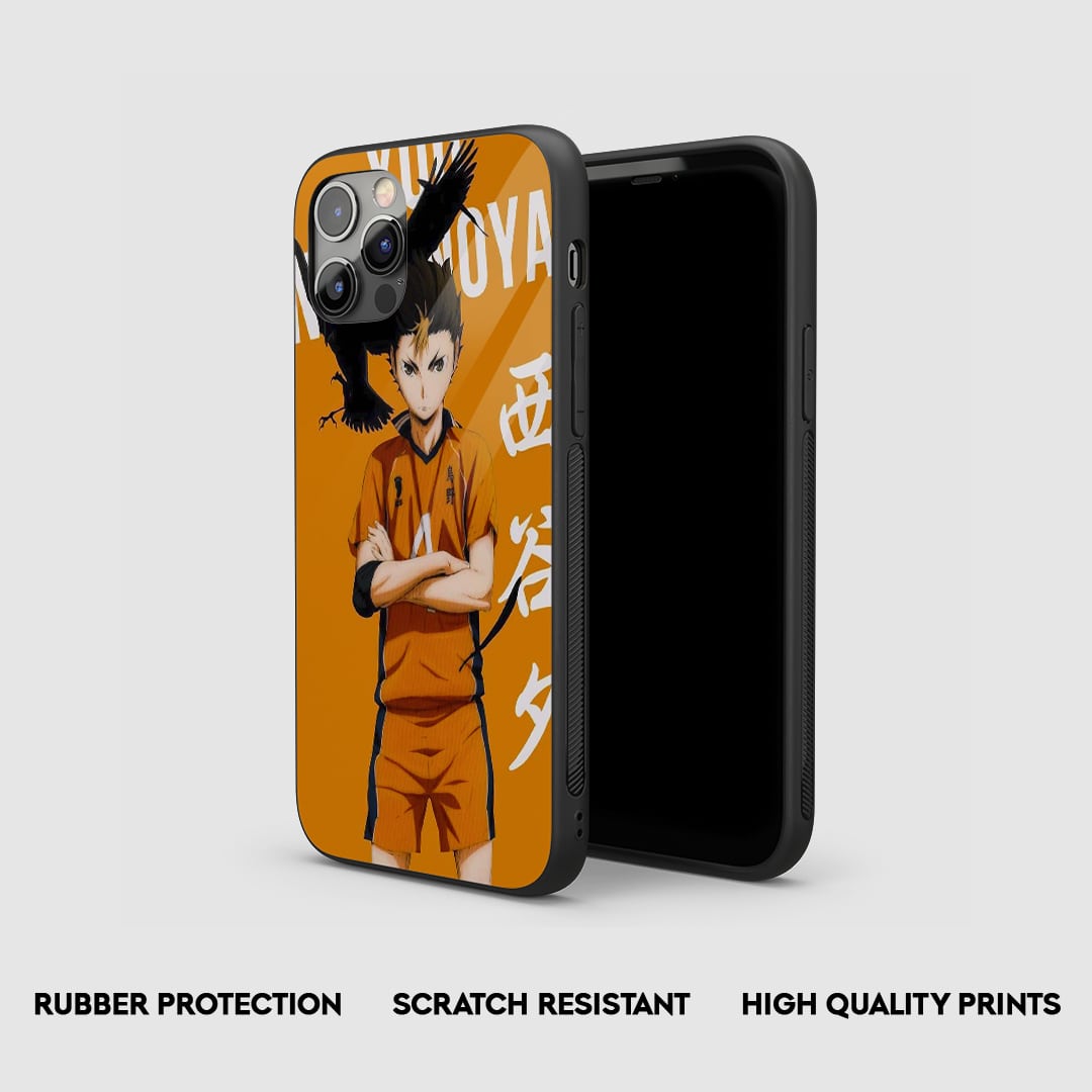 Side angle of Nishinoya Haikyu anime armored phone case