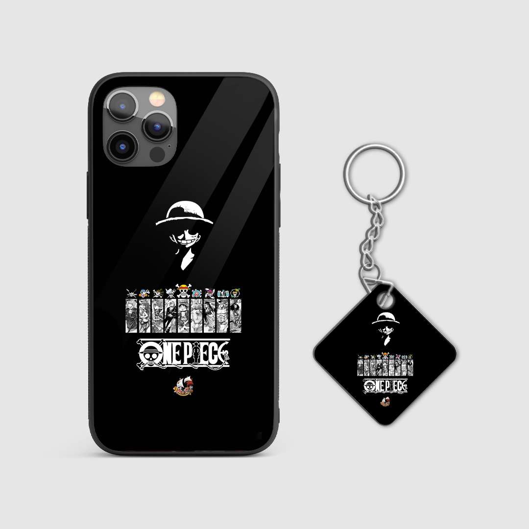 Detailed artwork of the One Piece crew on a durable silicone armored phone case with Keychain.