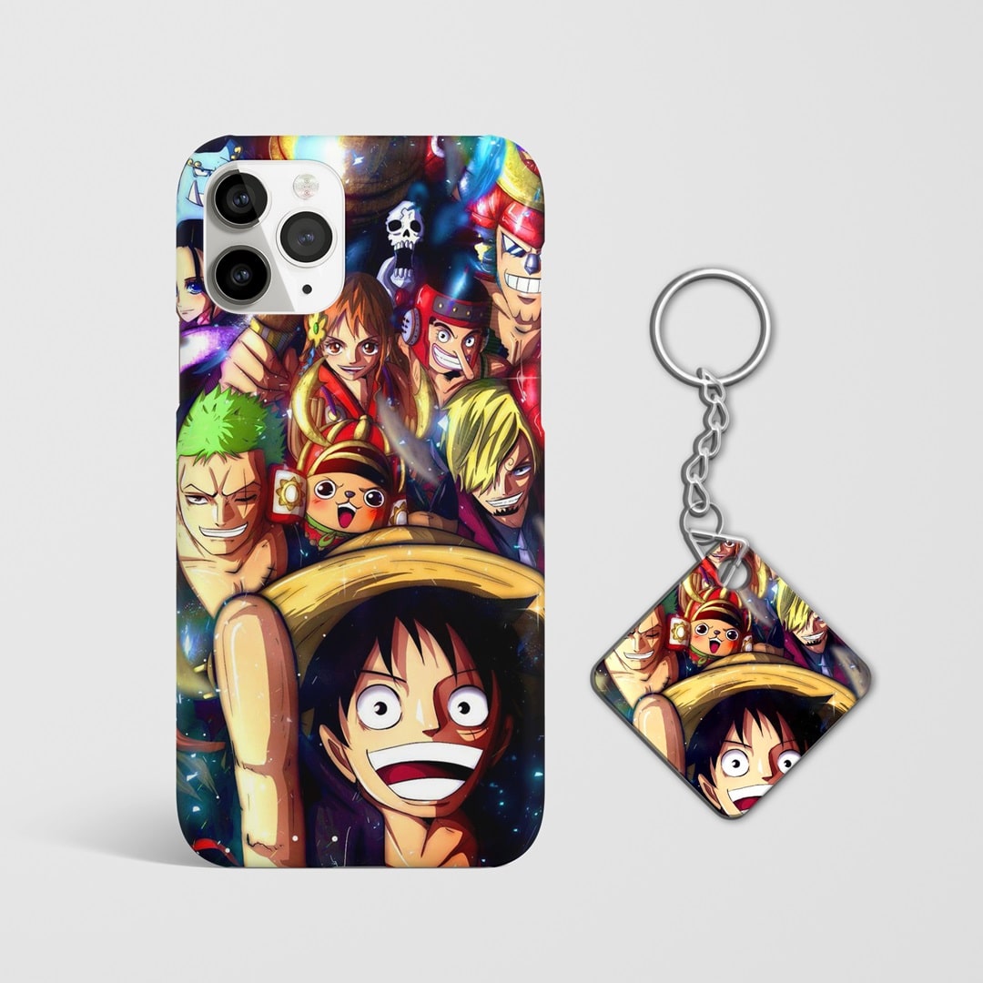Close-up of One Piece Phone Cover, highlighting vibrant design with Keychain.