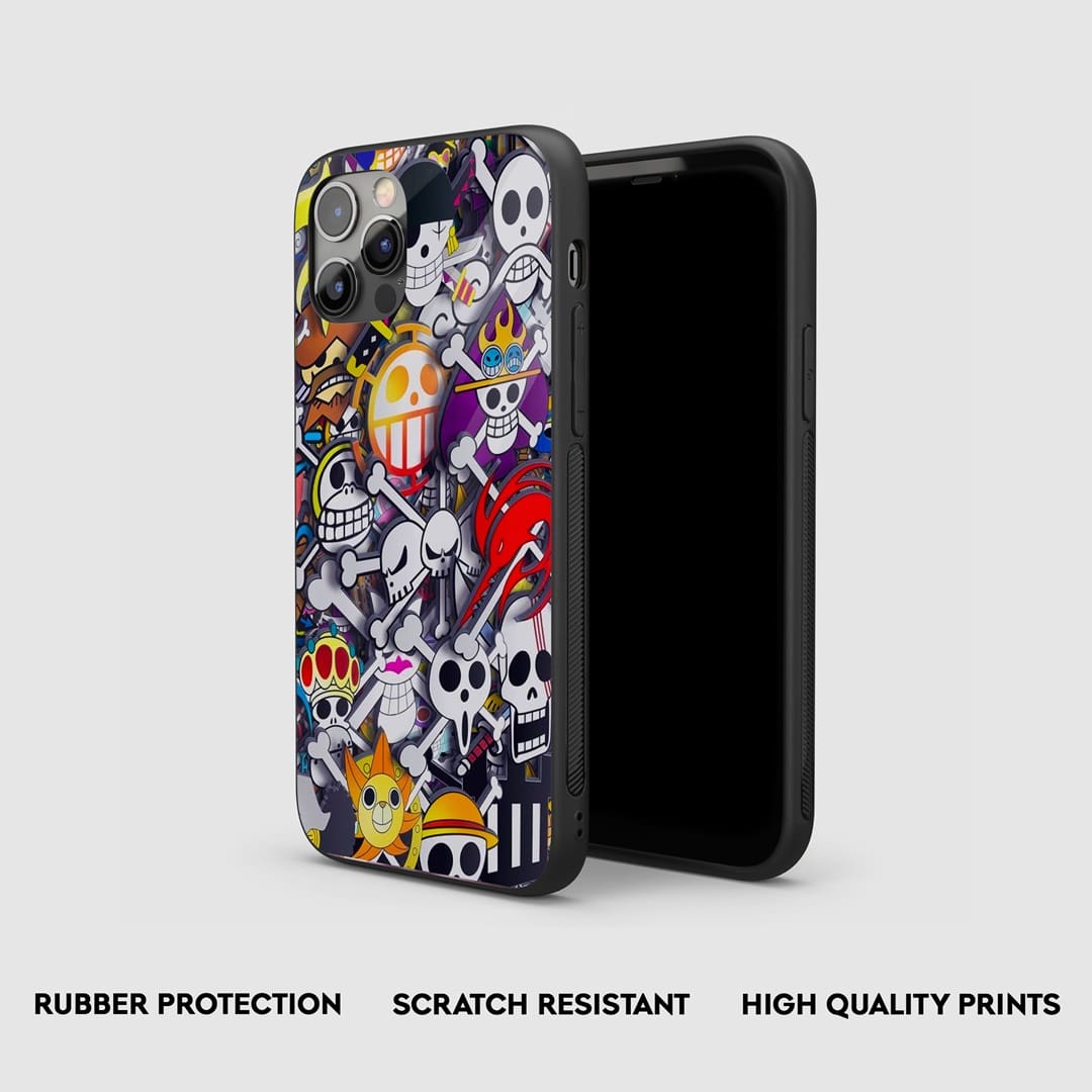 Side view of One Piece Sticker Art Armored Phone Case, highlighting its robust protective silicone.