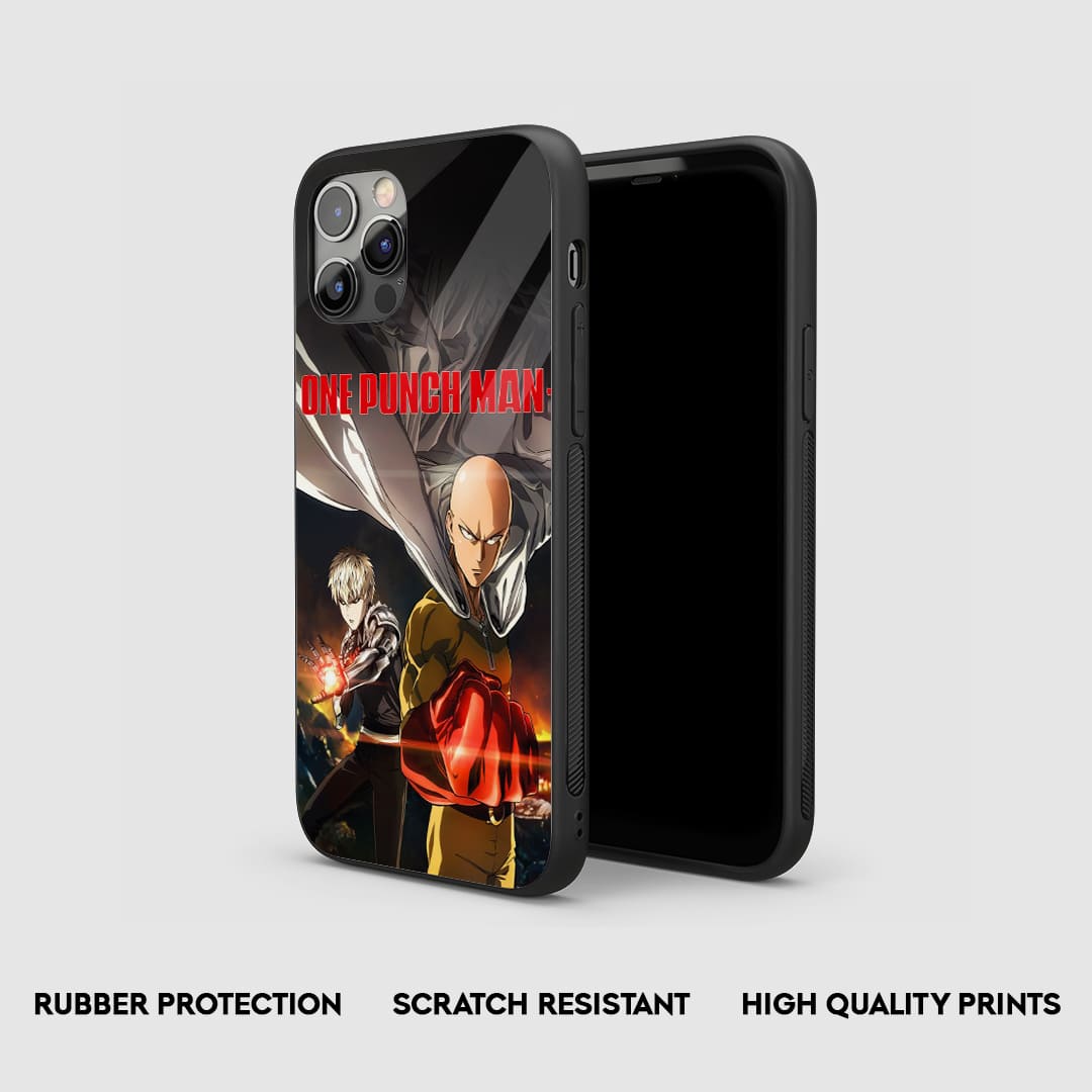Side view of the One Punch Man Anime Armored Phone Case, highlighting its thick, protective silicone material.