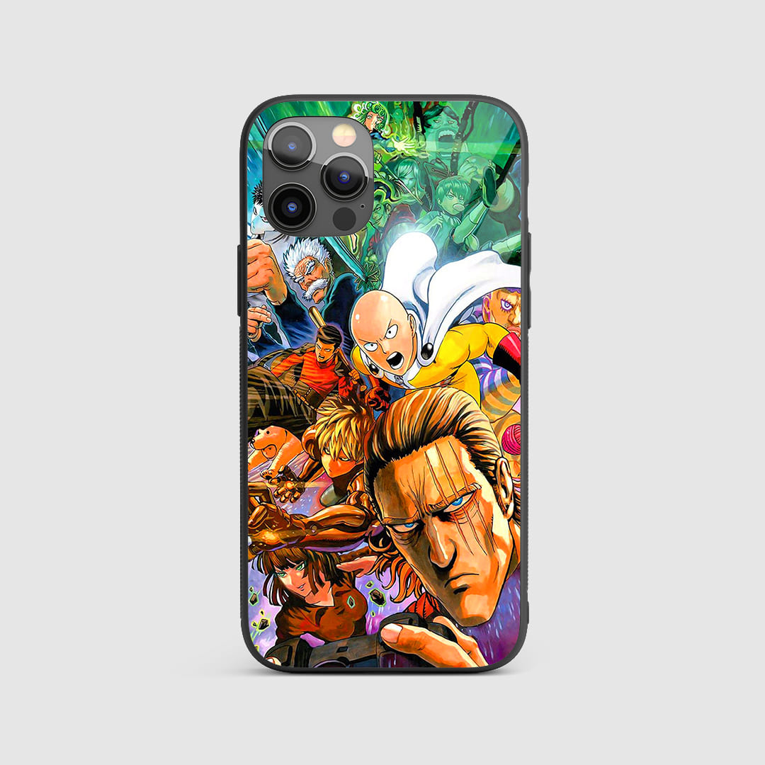 One Punch Man Silicon Armored Phone Case featuring intense artwork of Saitama.