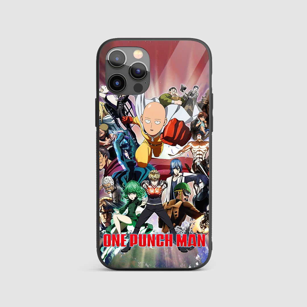 One Punch Man Poster Silicon Armored Phone Case featuring intense artwork of Saitama.