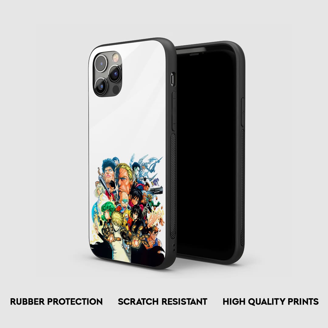 Side view of the One Punch Man White Armored Phone Case, highlighting its thick, protective silicone material.