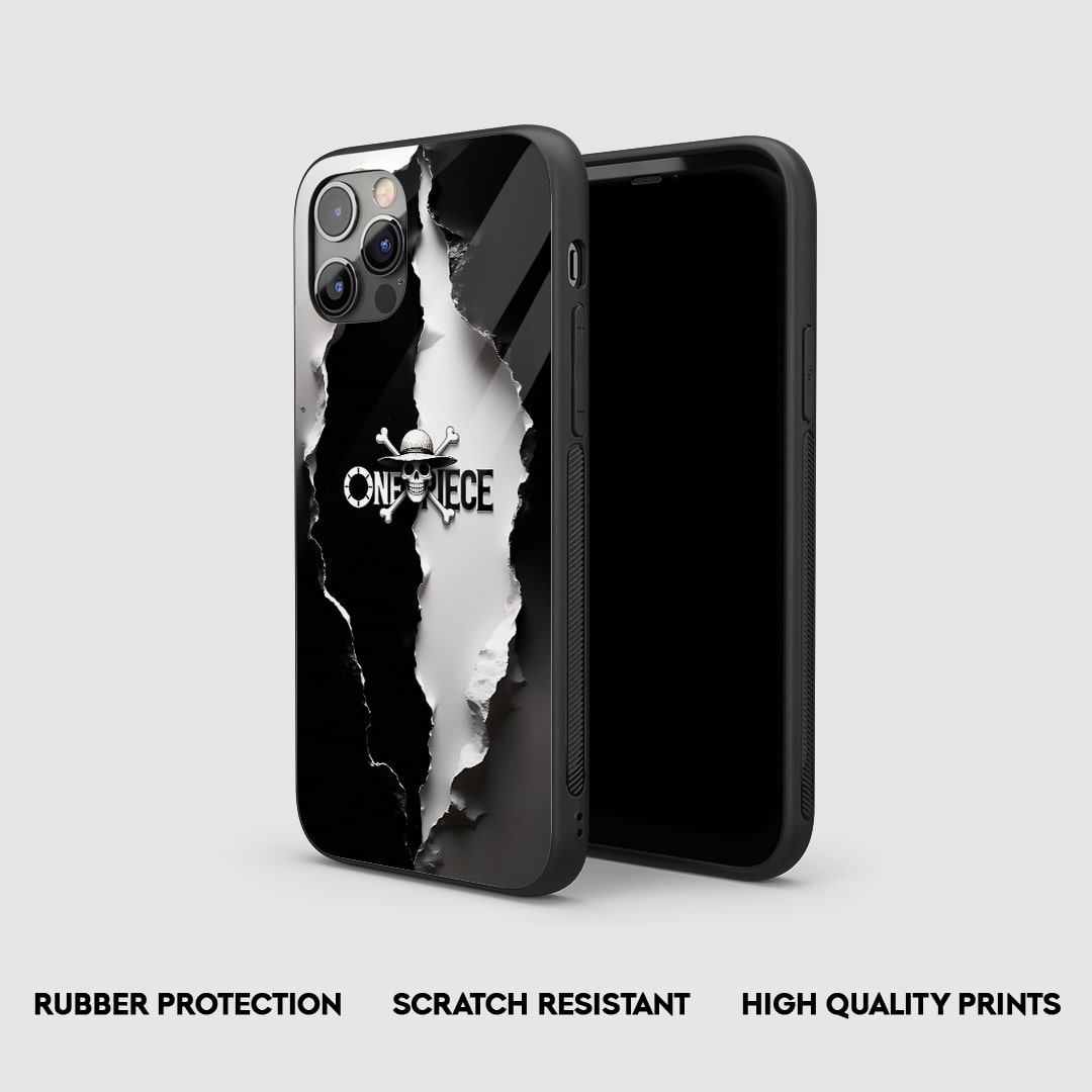Side view of One Piece Black & White Silicone Case with snug fit and cutouts.