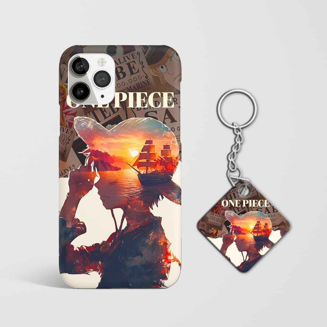Stylish One Piece anime collage phone cover with Keychain