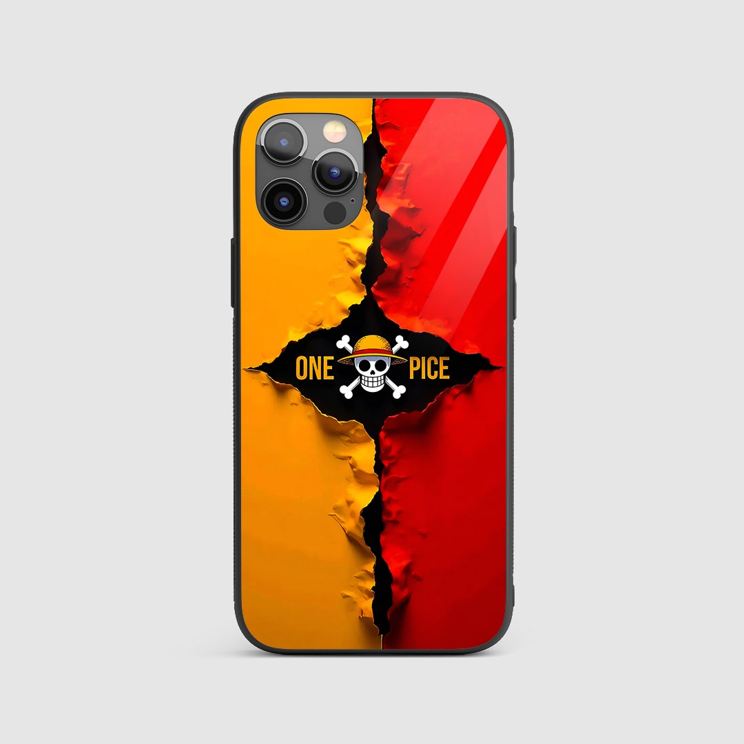 One Piece Logo Silicone Armored Phone Case front view with pirate emblem.