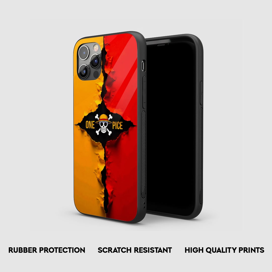 Side view of One Piece Logo Silicone Case with snug fit and cutouts.