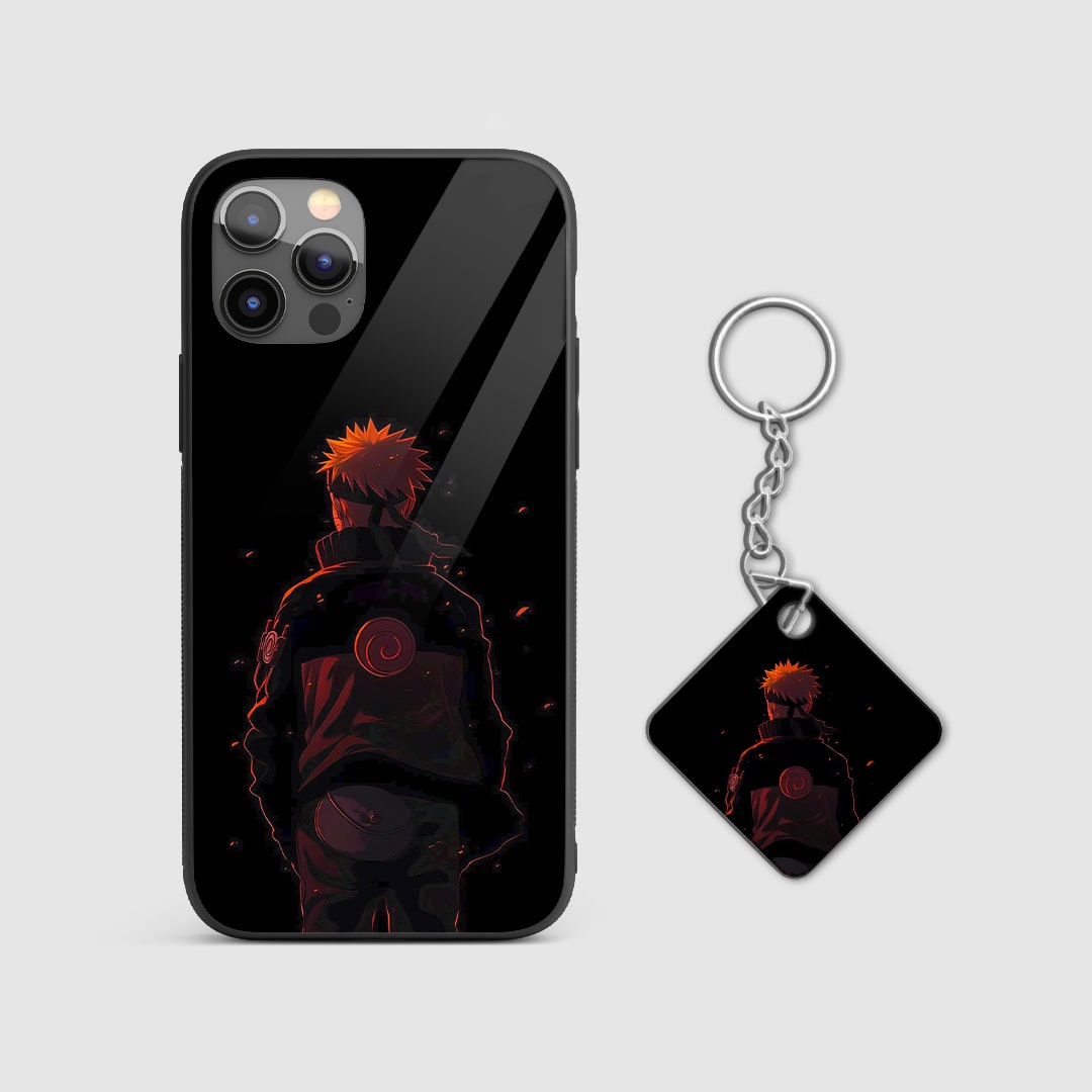 Naruto Akatsuki themed Pain silhouette phone case with keychain