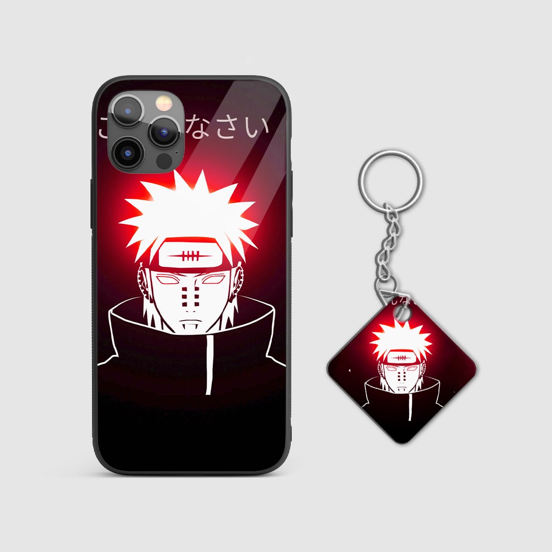 Back design of Naruto Pain Neon armored phone case with Keychain