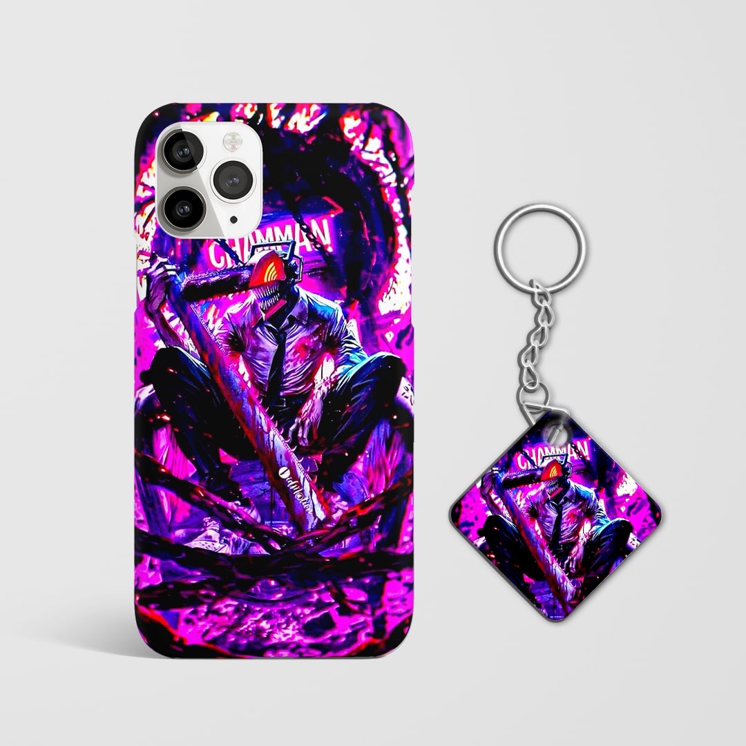 Back design of Chainsaw Man Pochita Portal case with Keychain