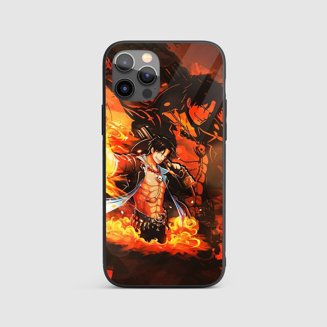 Portgas D Flame Silicone Armored Phone Case featuring vibrant flames inspired by Ace.