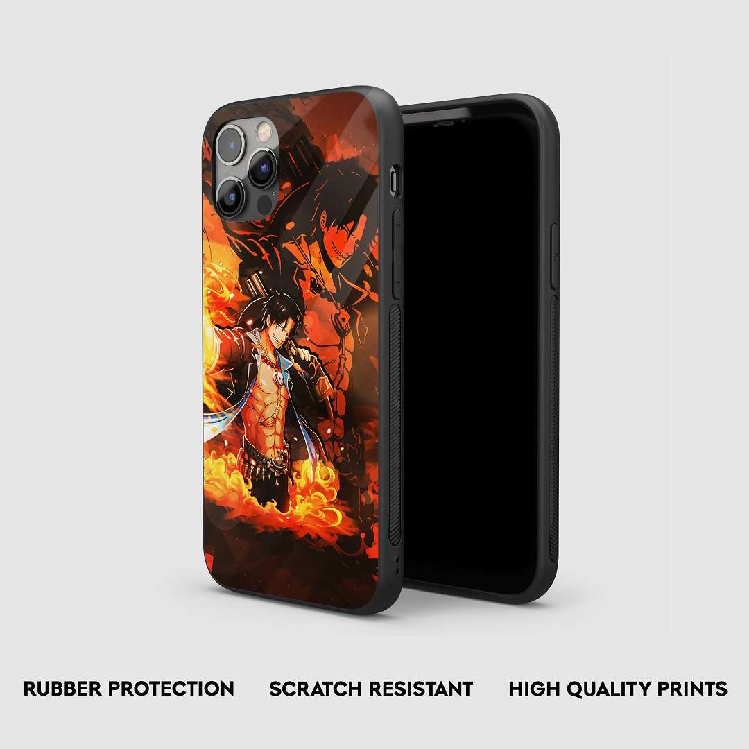 Side view of Portgas D Flame Armored Phone Case, highlighting its durable protective silicone.