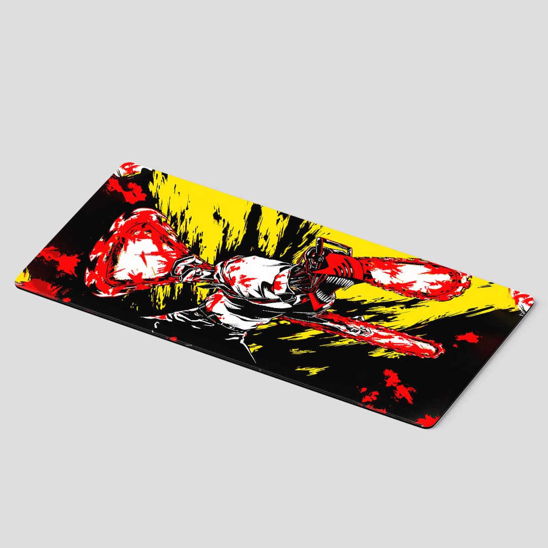 Bold red and black Power Surge anime desk mat