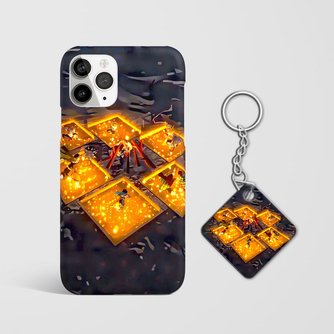 Demon Slayer Rengoku vs Akaza phone cover with Keychain