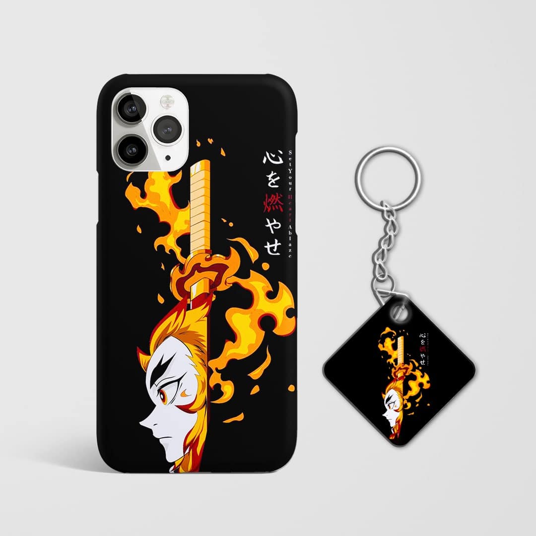 Back design of Demon Slayer Rengoku Graphic case with Keychain