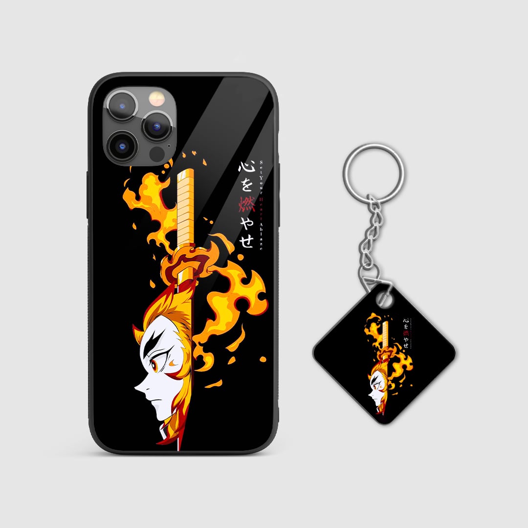 Back design of Demon Slayer Rengoku Graphic case with Keychain