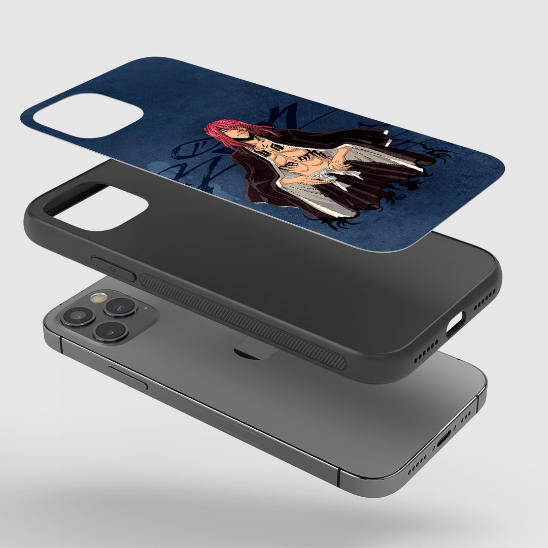Renji Abarai Phone Case installed on a smartphone, offering robust protection and a bold design.