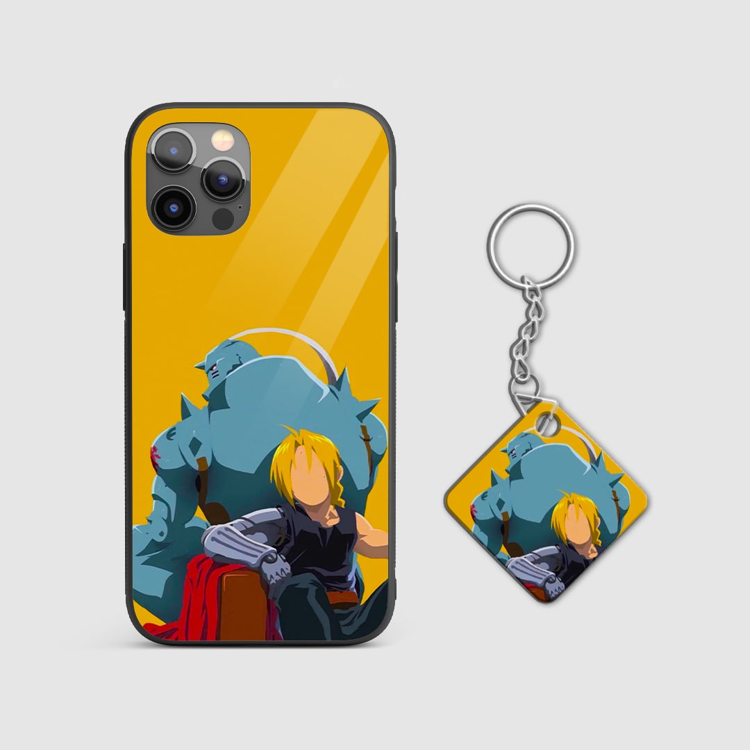 Durable anime armor case featuring Elric brothers with Keychain