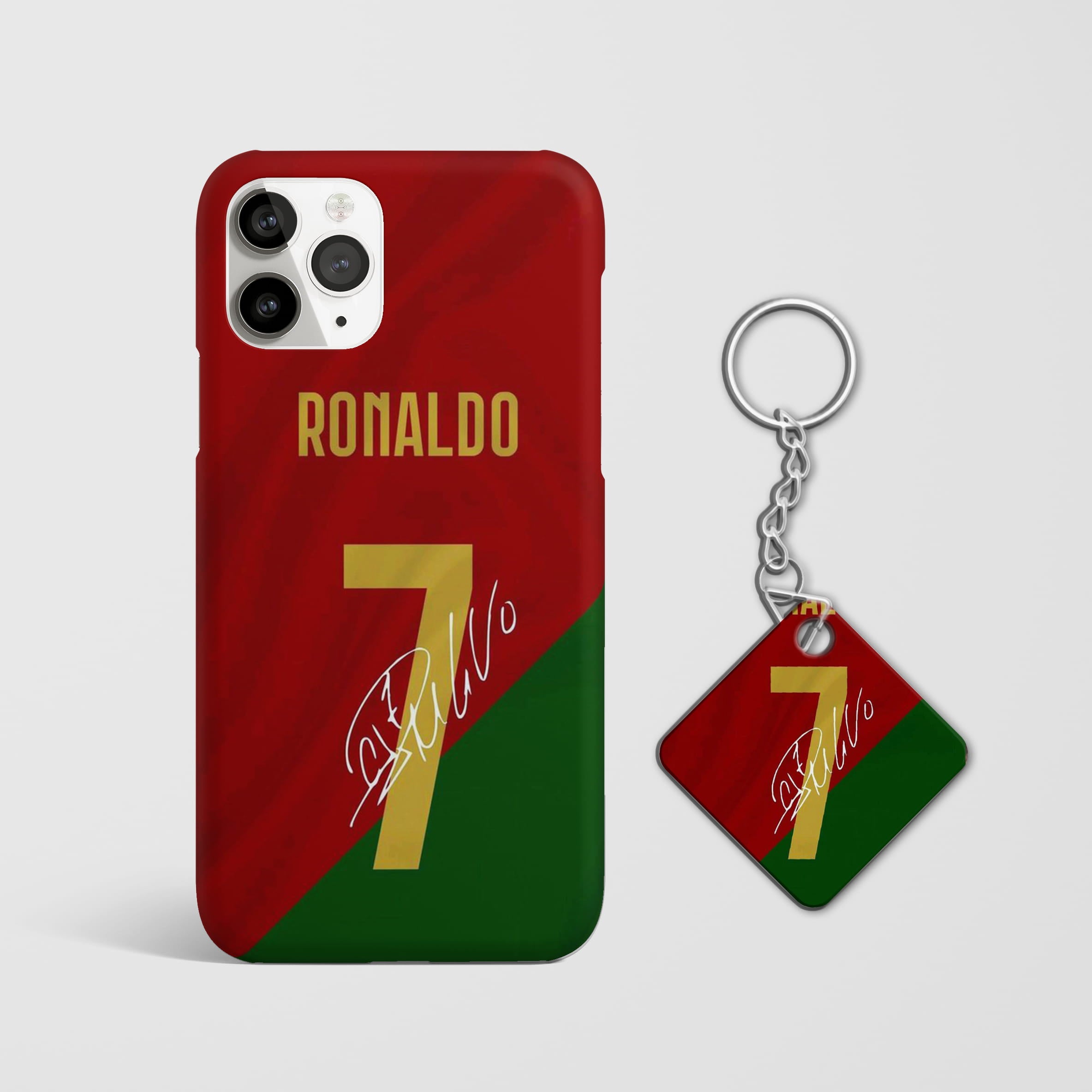 Cristiano Ronaldo No. 10 jersey phone case with Keychain