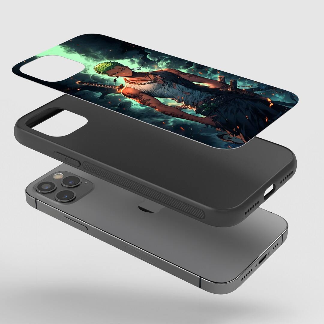 Roronoa Aesthetic Phone Case on a smartphone, highlighting accessibility to all device features.