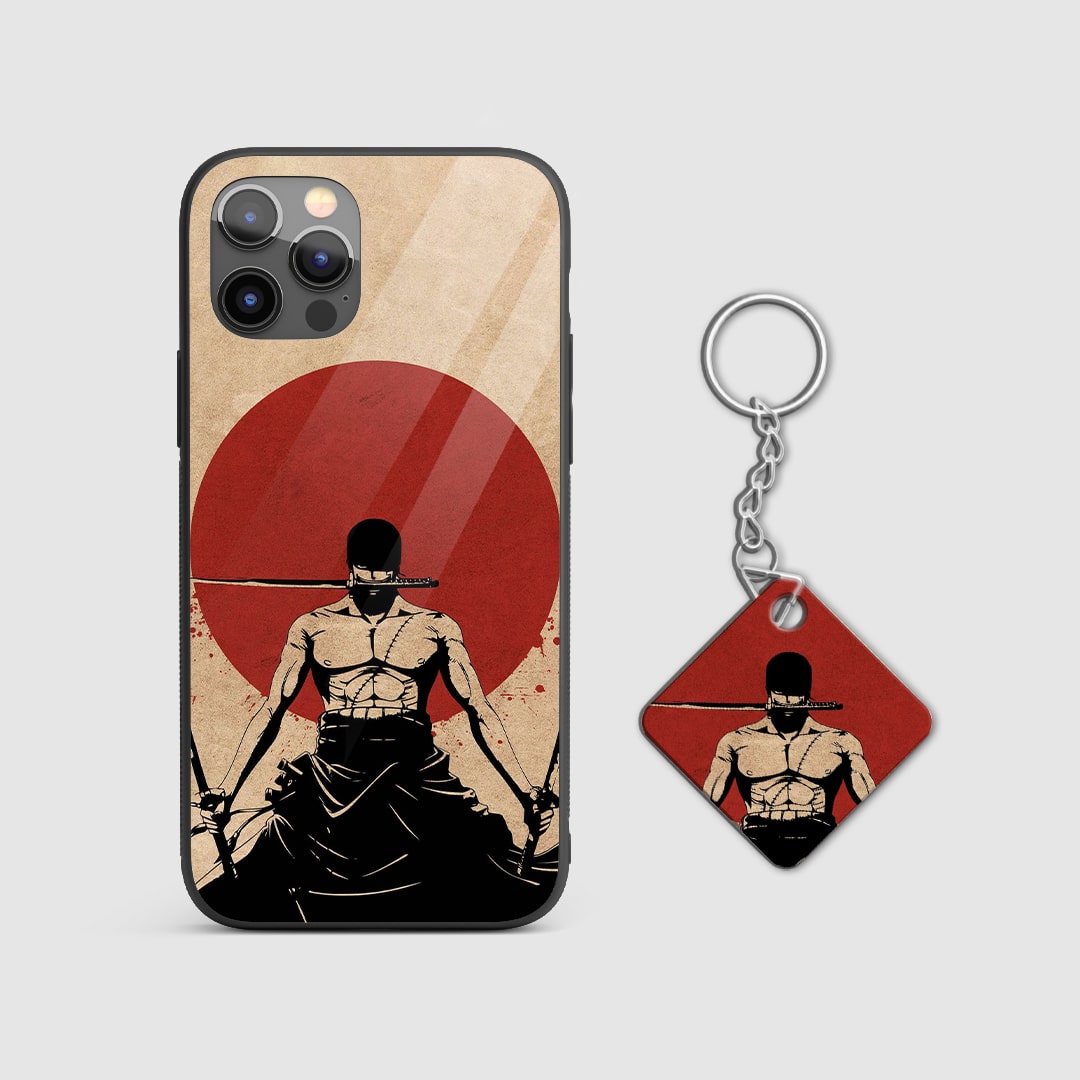 Detailed image of Roronoa Zoro unleashing his Asura technique on the phone case with Keychain.