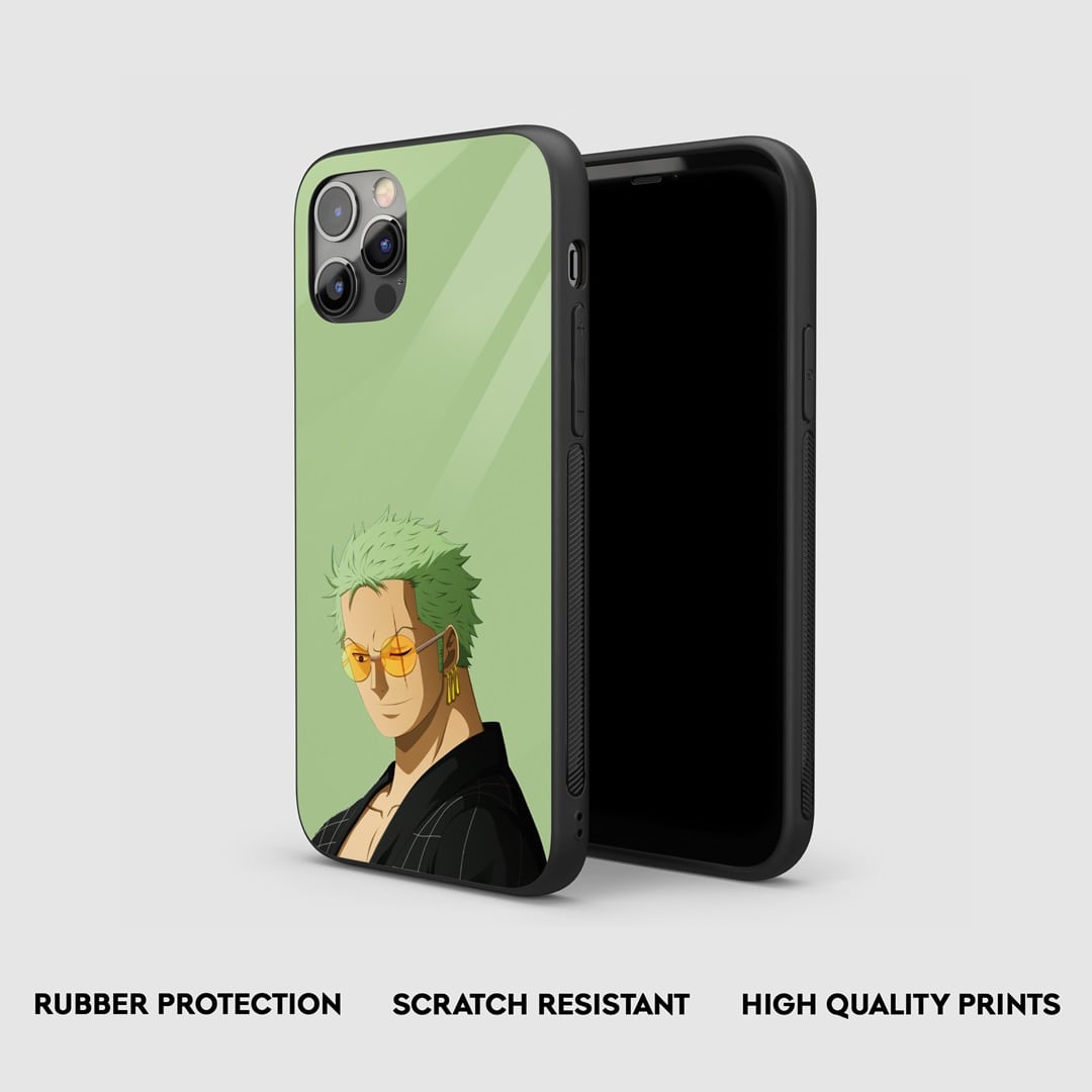 Side view of the Roronoa Green Armored Phone Case, highlighting its thick, protective silicone.