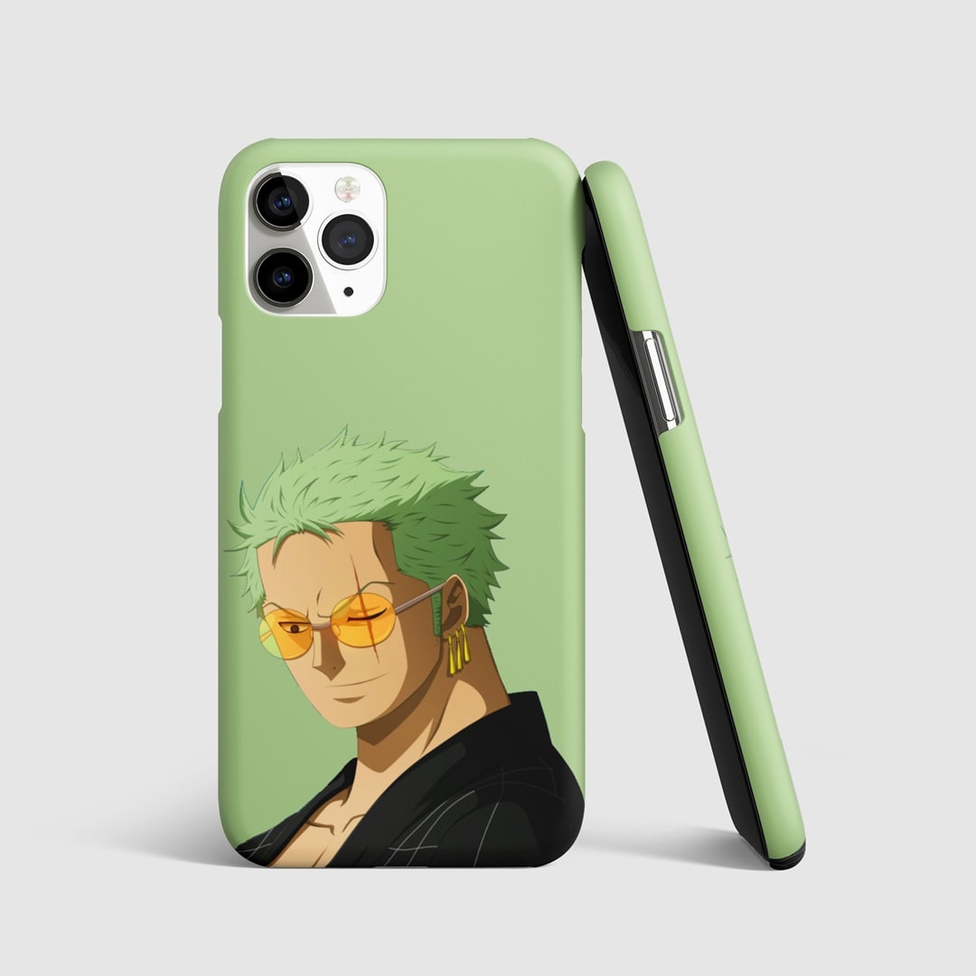 Roronoa Zoro Green Aesthetic Phone Cover with stylish design.