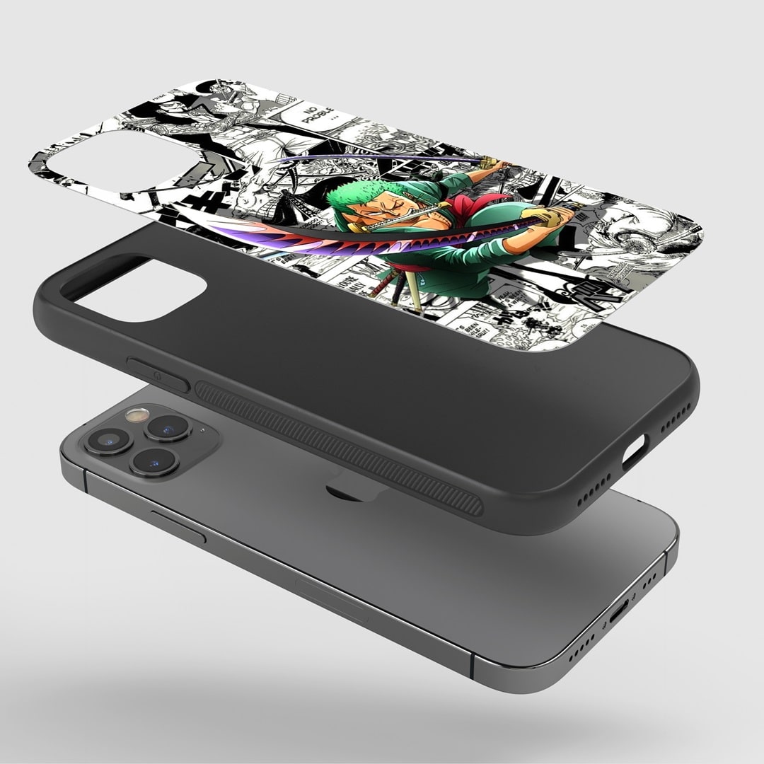 Roronoa Manga Phone Case fitted on a smartphone, illustrating easy access to all controls and ports.