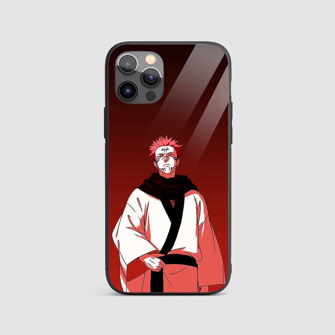 Ryomen Sukuna Silicone Armored Phone Case featuring a detailed image of Sukuna's menacing appearance.