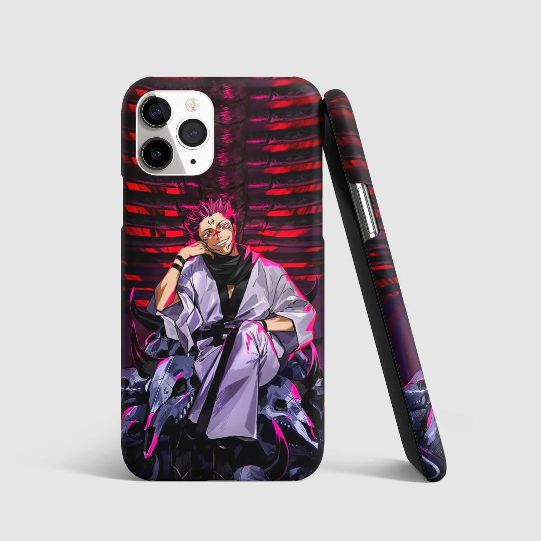 Chilling artwork of Ryomen Sukuna laughing on phone cover.