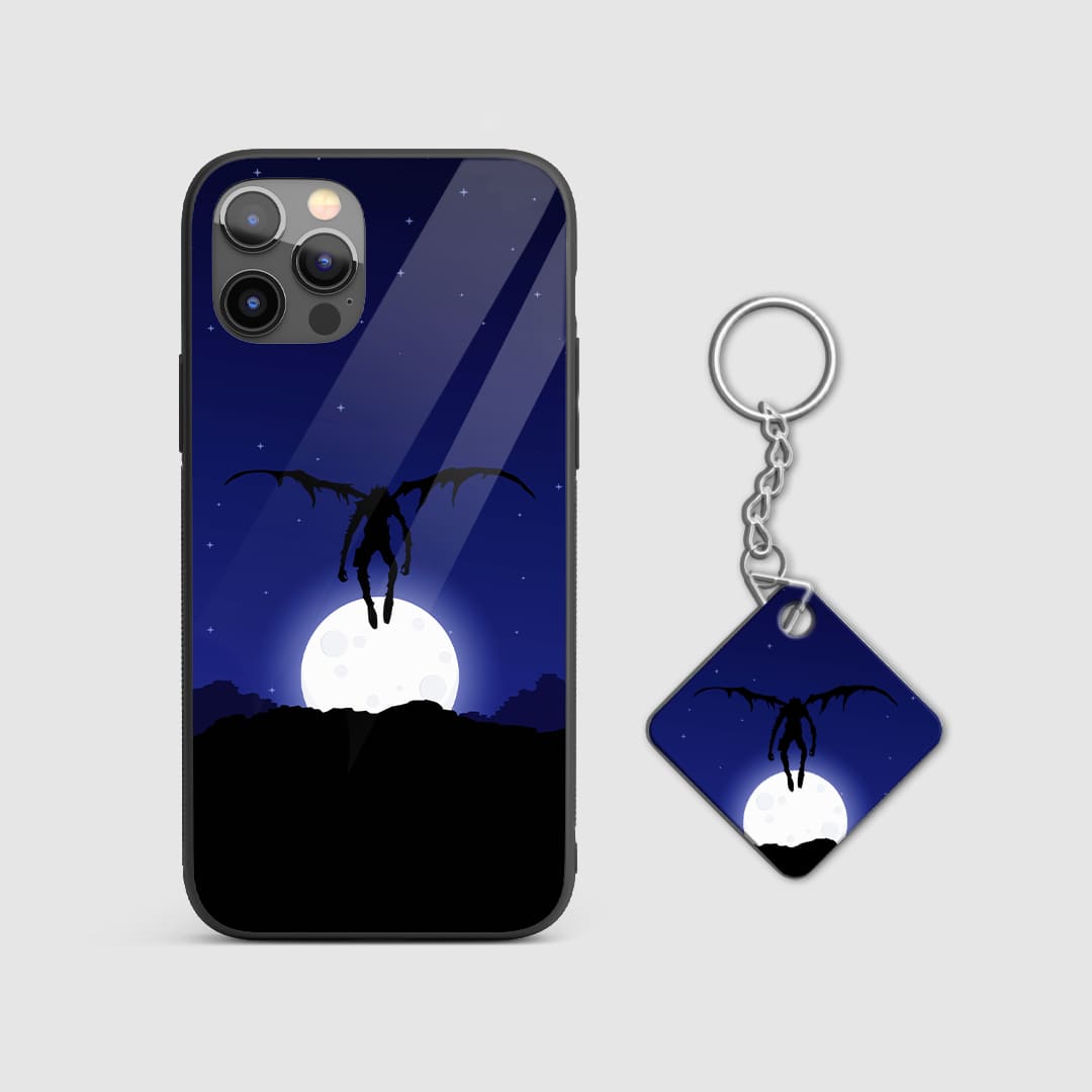 Unique design of Ryuk from Death Note on a durable silicone phone case with Keychain.