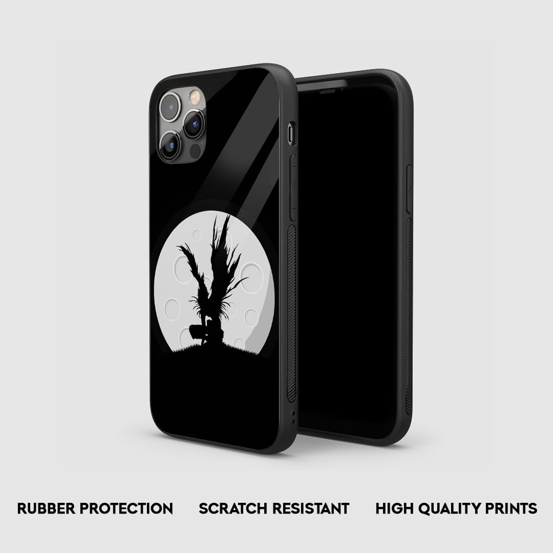 Side view of the Ryuk Black & White Armored Phone Case, highlighting its thick, protective silicone material.