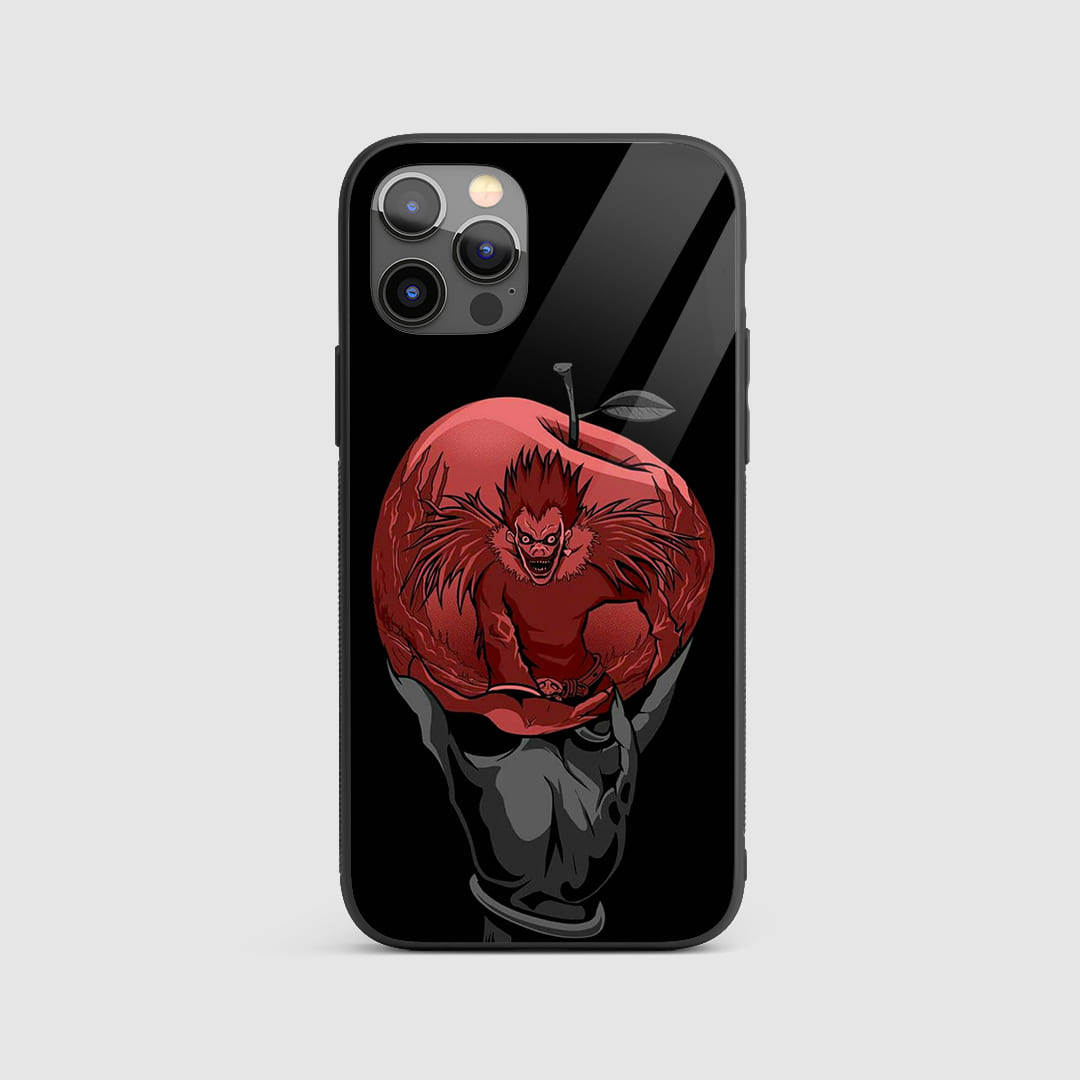 Ryuk Death Note Apple Silicone Armored Phone Case featuring detailed artwork of Ryuk holding an apple.