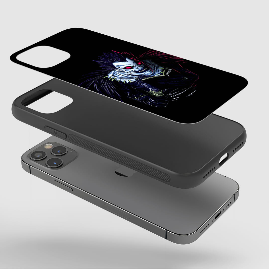 Ryuk Death Note Phone Case installed on a smartphone, offering robust protection and an artistic design.