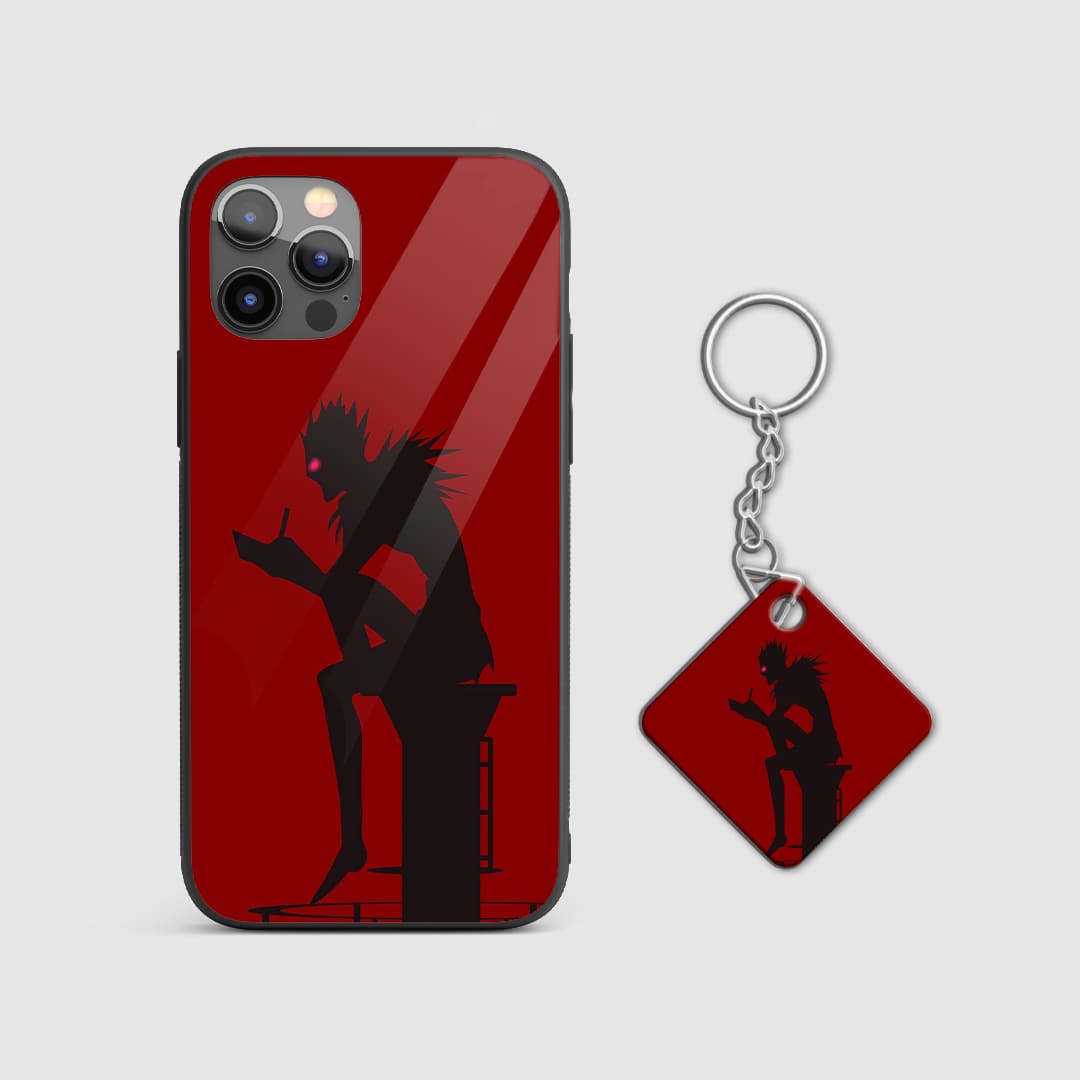 Sleek minimalist design of Ryuk from Death Note on a durable silicone phone case with Keychain.