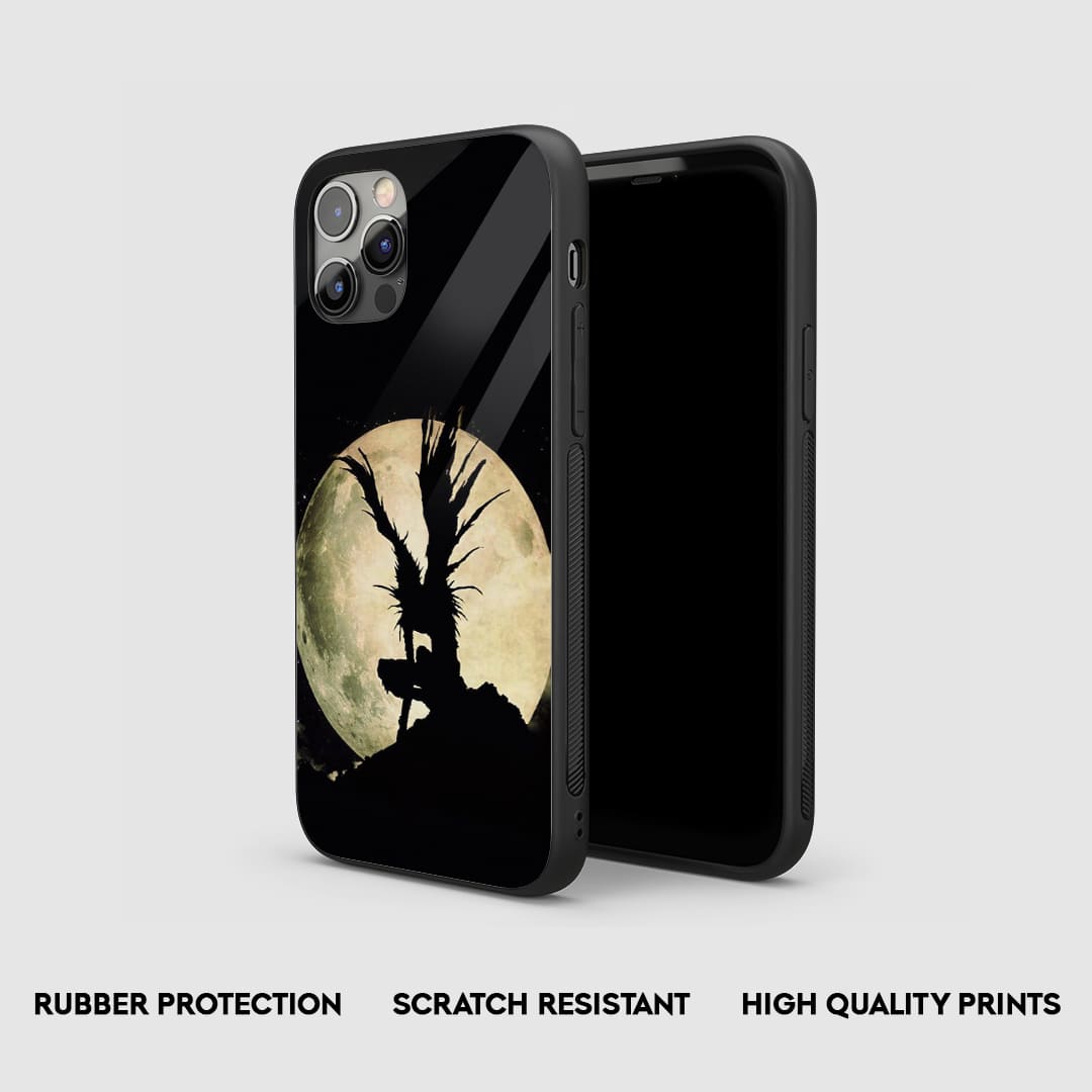 Side view of the Ryuk Shinigami Moon Armored Phone Case, highlighting its thick, protective silicone material.