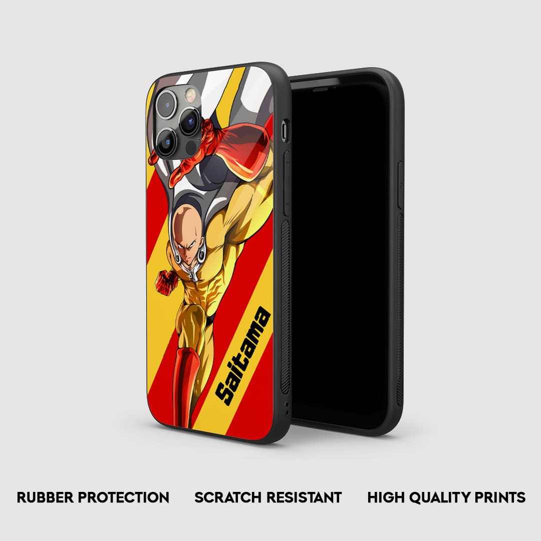 Side view of the Saitama Action Armored Phone Case, highlighting its thick, protective silicone material.