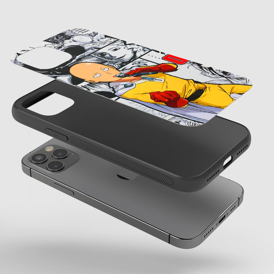 Saitama Manga Phone Case installed on a smartphone, offering robust protection and a dynamic design.