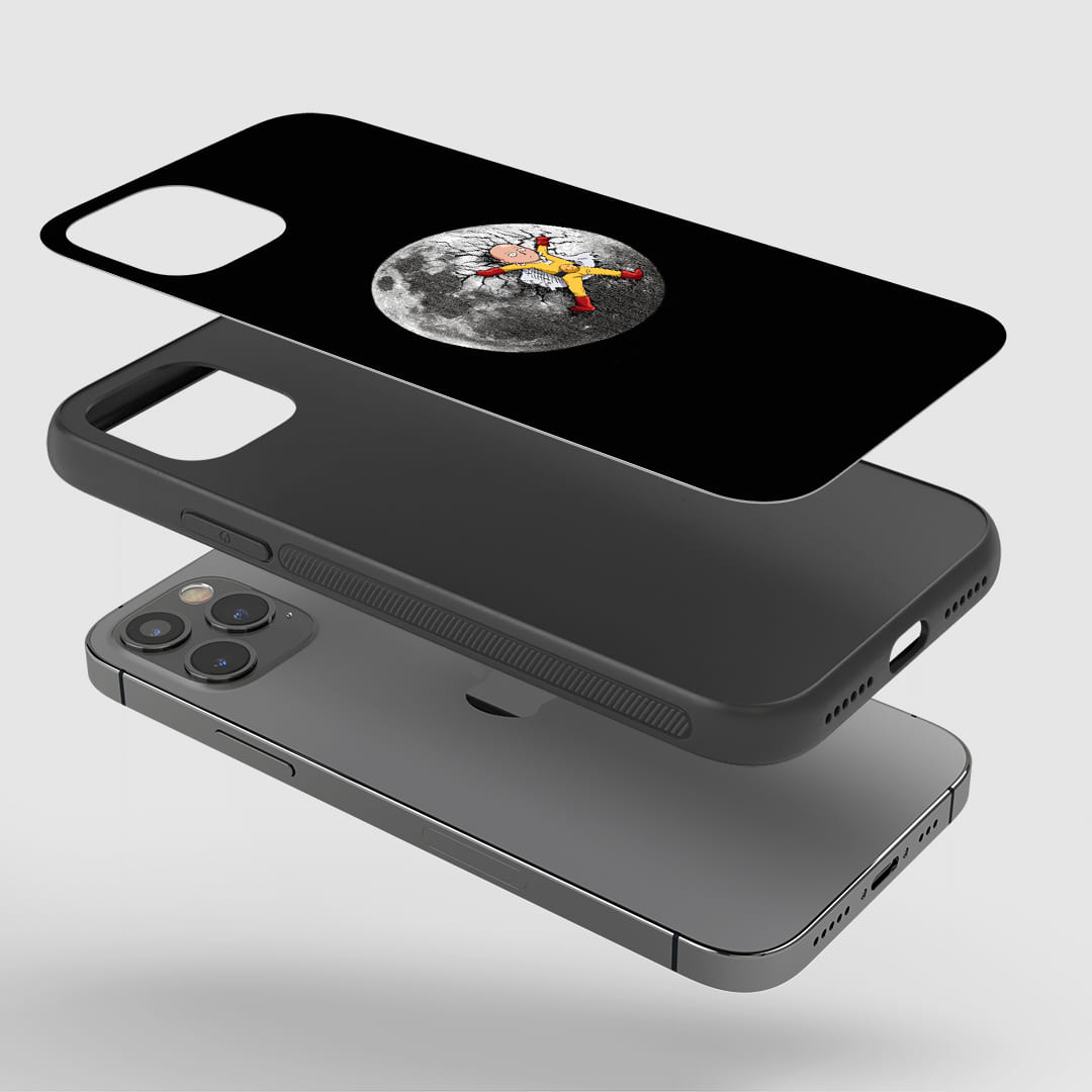 Saitama Moon Phone Case installed on a smartphone, offering robust protection and a dynamic design.