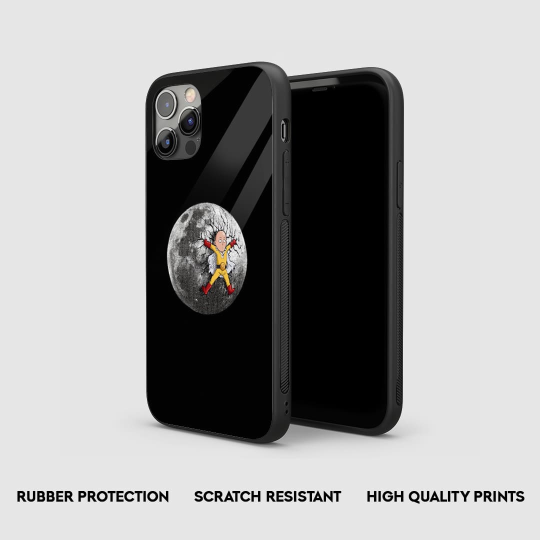 Side view of the Saitama Moon Armored Phone Case, highlighting its thick, protective silicone material.