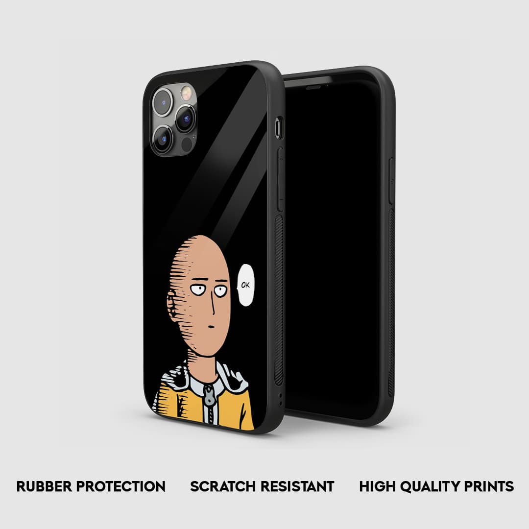 Side view of the Saitama Ok Expression Armored Phone Case, highlighting its thick, protective silicone material.