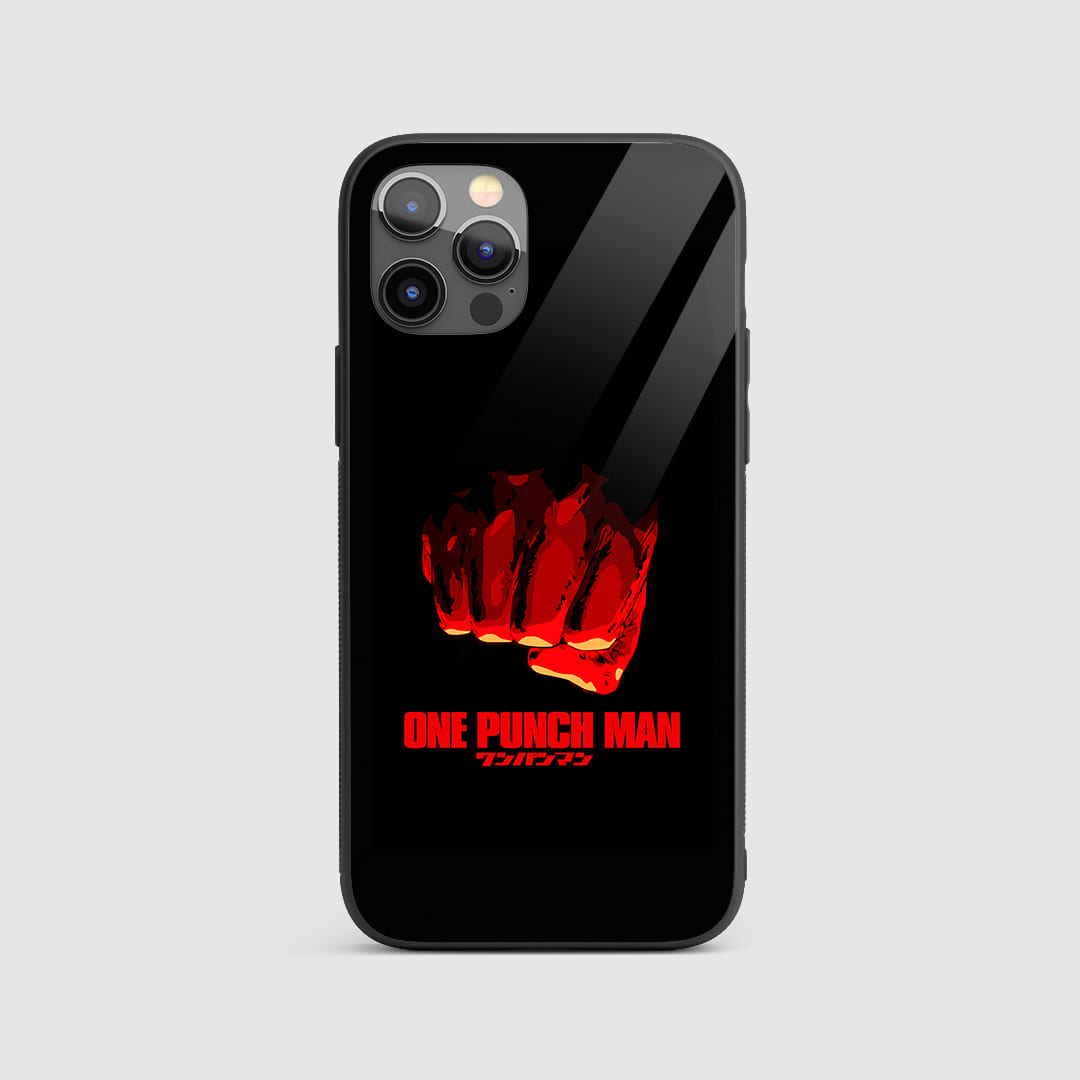 Saitama Red Punch Silicon Armored Phone Case featuring intense artwork of Saitama's punch.