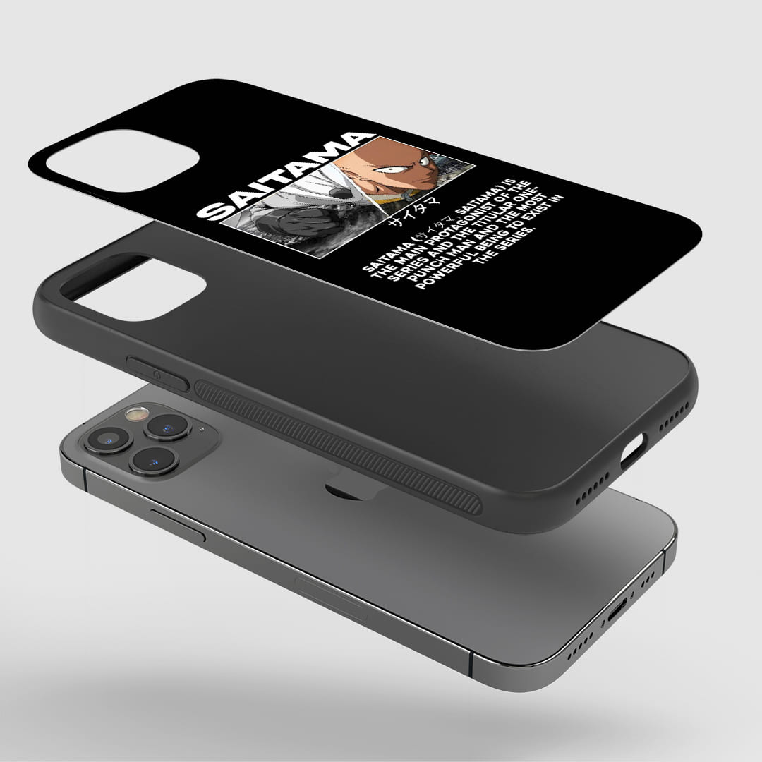 Saitama Synopsis Phone Case installed on a smartphone, offering robust protection and a unique design.