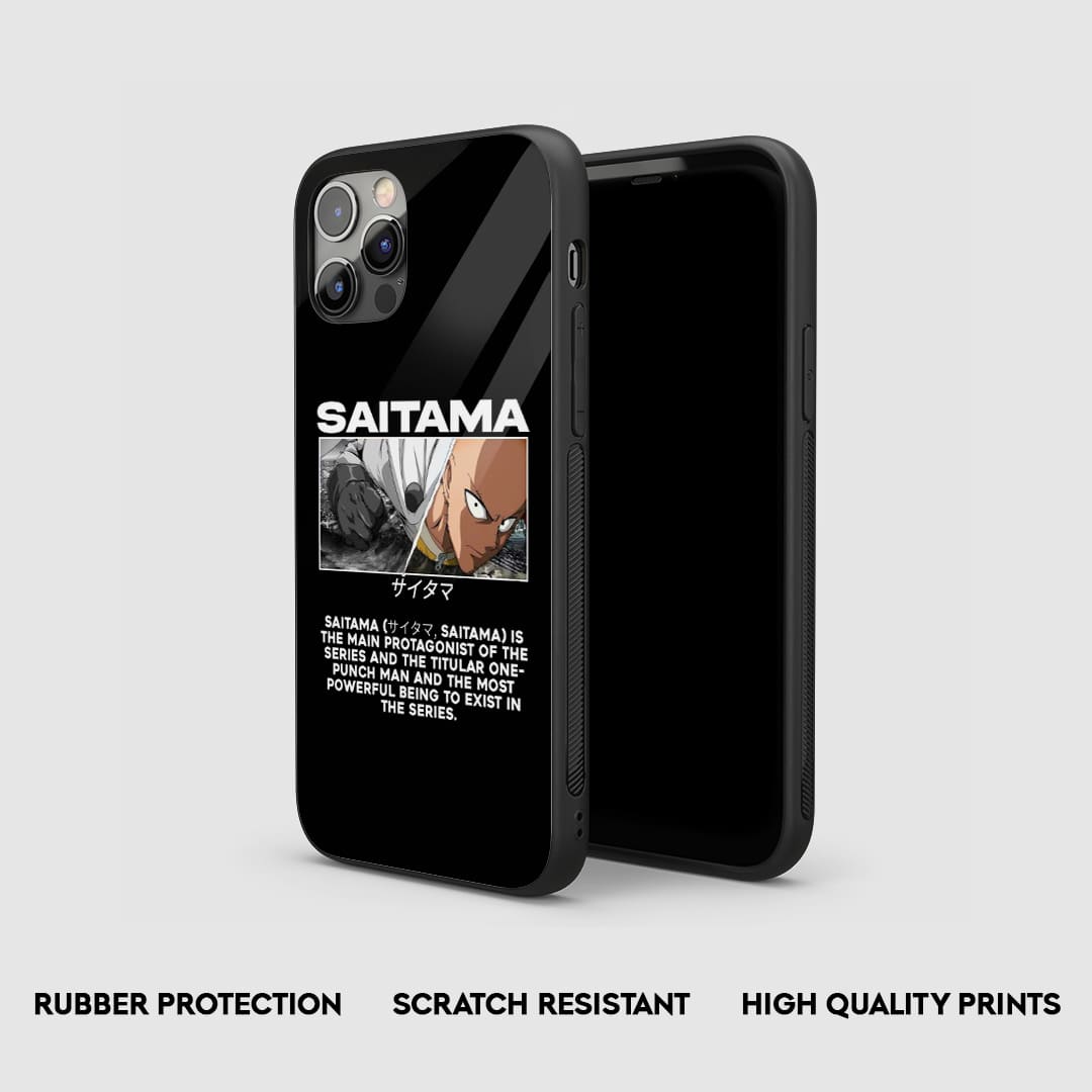 Side view of the Saitama Synopsis Armored Phone Case, highlighting its thick, protective silicone material.
