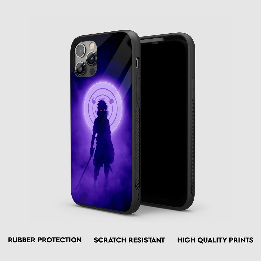 Lateral view of Sasuke Smoke Armored Phone Case, showcasing its thick protective silicone.