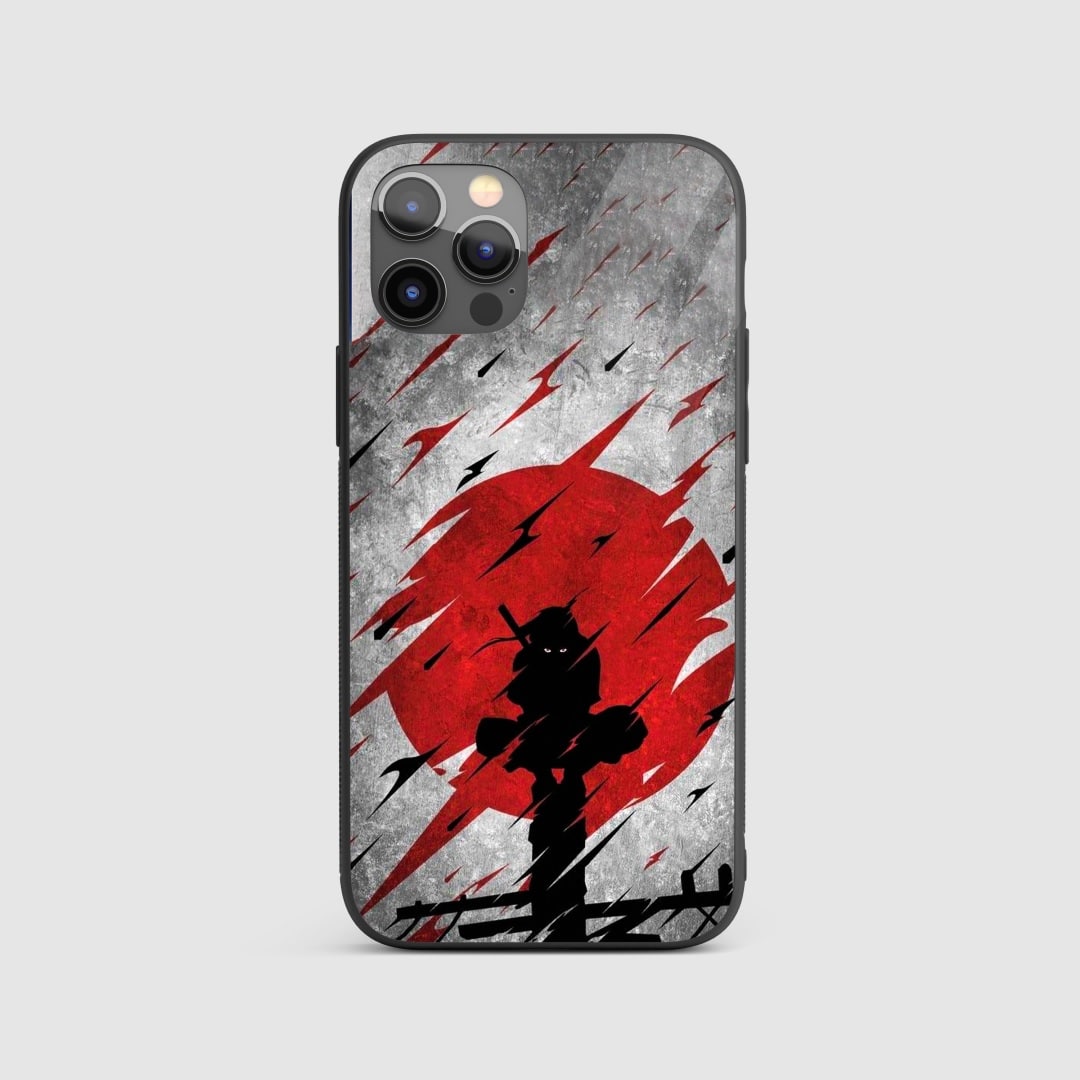 Sasuke Clan Silicone Armored Phone Case featuring the iconic Uchiha clan crest.